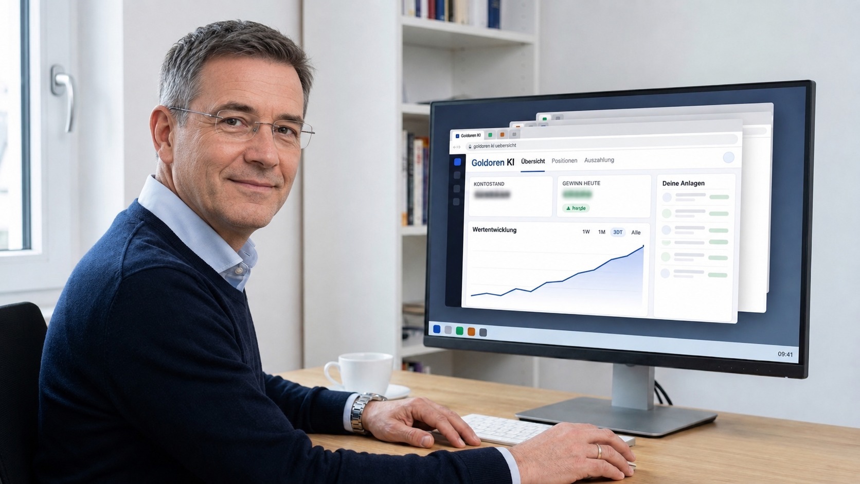 Testnutzer Thomas K. an seinem Arbeitsplatz
